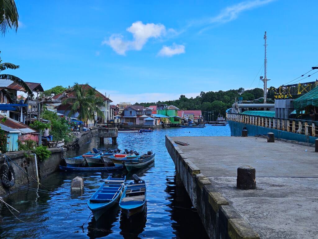 The harbour of Banda Neira at the Banda Islands Indonesia