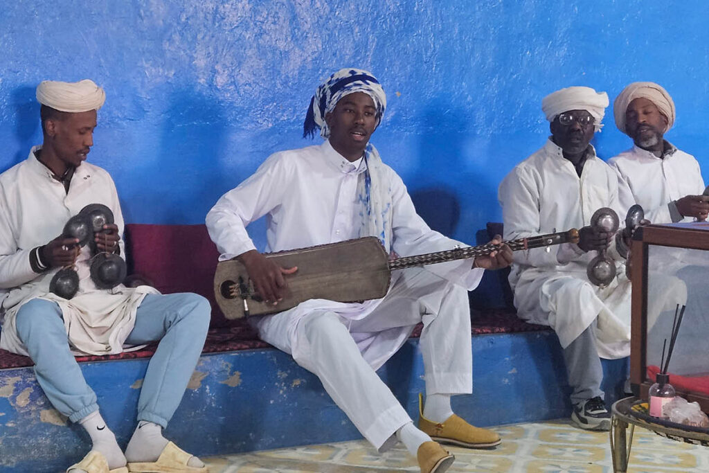 The Sudanese community living in Merzouga Morocco making music with local instruments