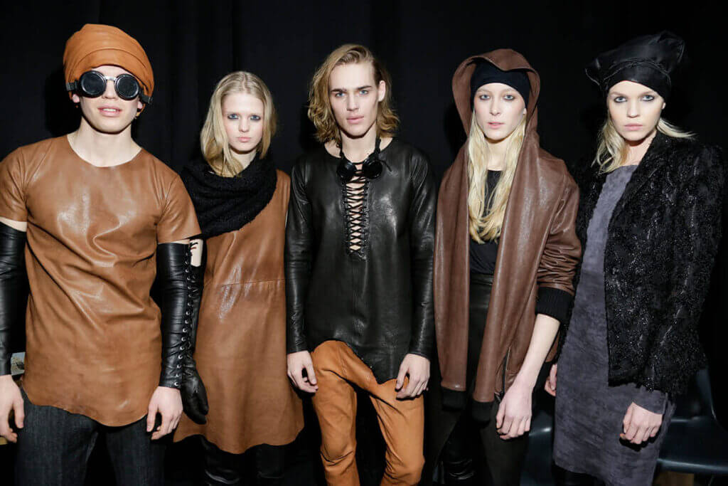 JANBOELO fall winter 2014 collection show models showcasing unique winter fashion.