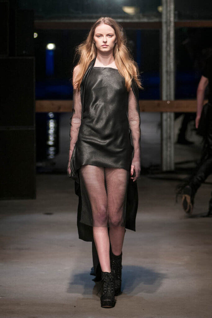 JANBOELO show Fall Winter 2013 2014 collection Model in edgy black fashion outfit
