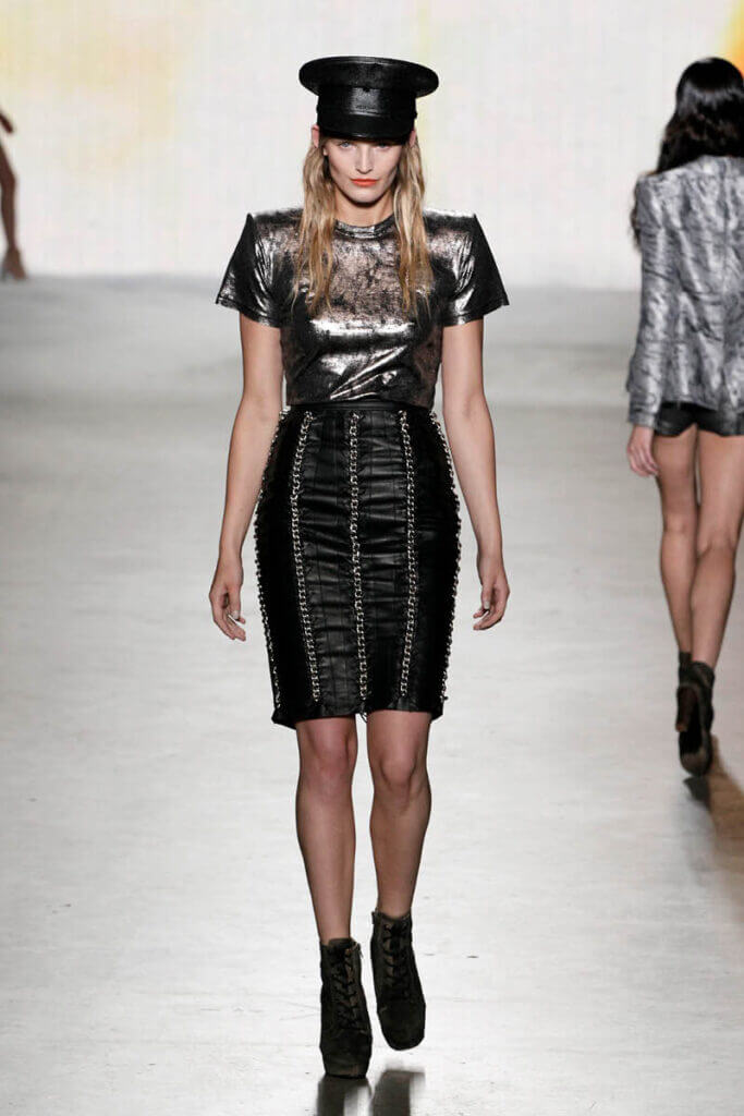 JANBOELO show Spring Summer 2013 collection leather skirt with laces and chains