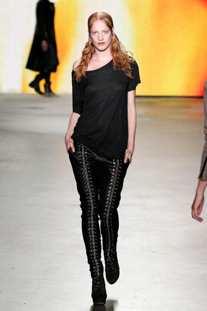 JANBOELO show Spring Summer 2013 collection leather trousers with laces
