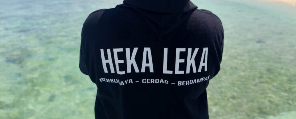A tshirt with the heka leka logo at the beach on Saparua Island Maluku Indonesia