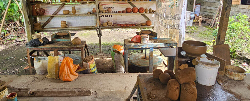 traditional pottery on Saparua Island being handmade by local artisans in Ouw village