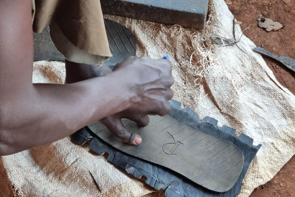 Traditional pattern used by local craftsmen using during their craftsmanship and making of handmade slippers